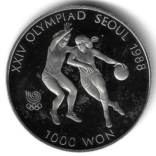 Coreia Sul - 1000 Won 1986 (Km# 46) Basquetebol