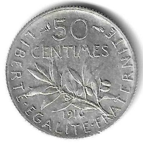 França - 50 Centimos 1916 Km# 854)