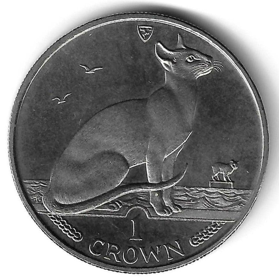 Ilha Man - 1 Crown 1992 (Km# 332) Gato Siamês