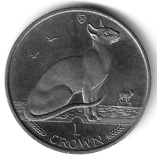 Ilha Man - 1 Crown 1992 (Km# 332) Gato Siamês