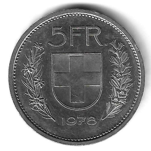 Suiça - 5 Francos 1978 (Km# 40a)