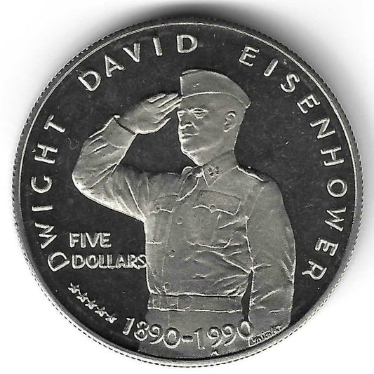 Ilhas Marsahall - 5 Dolares 1990 (Km# 38) Dwight David Eisenhower