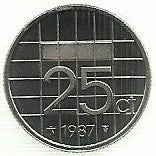 Holanda - 25 Cents 1987 (Km# 204)