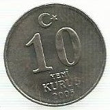 Turquia - 10 Kurus 2005 (Km# 1166)