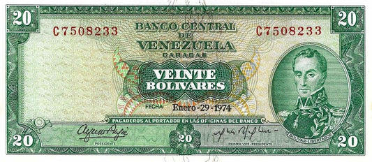 Venezuela - 20 Bolivares 1974 (# 46)