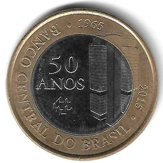 Brasil - 1 Real 2015 (Km# 723) 50 Anos Banco Central