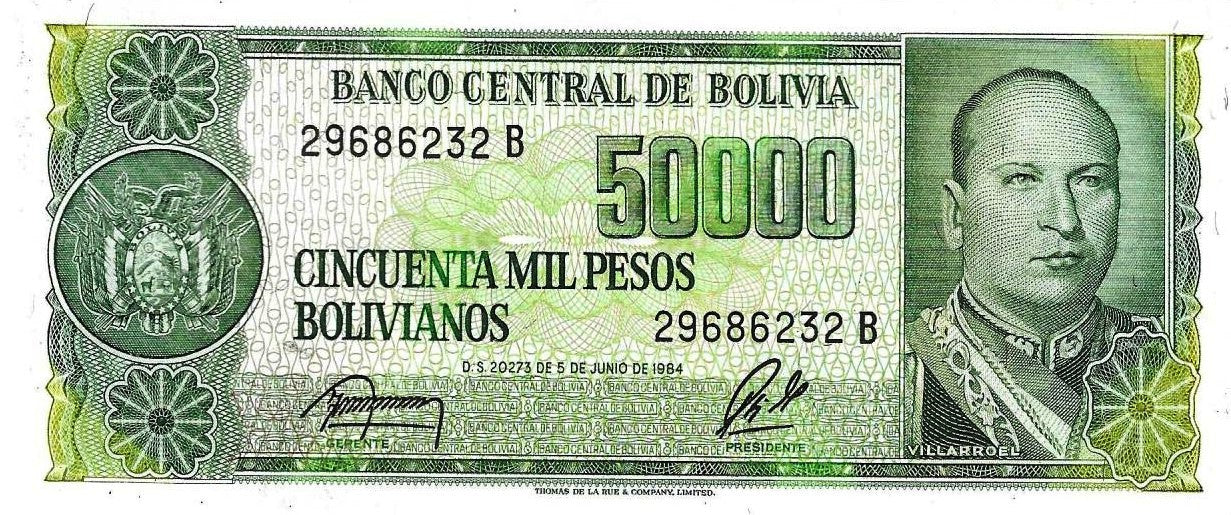 Bolivia - 50000 Pesos 1984 (# 170a)