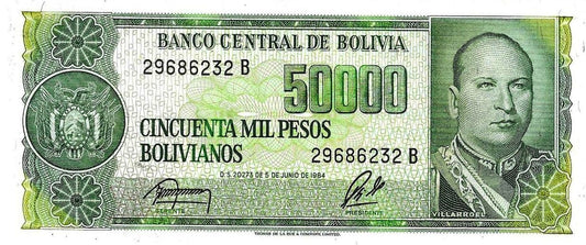 Bolivia - 50000 Pesos 1984 (# 170a)