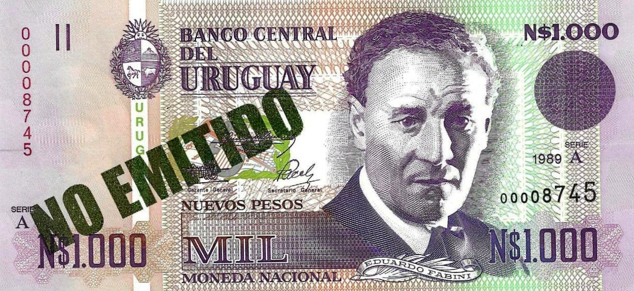 Uruguai - 1000 Novos Pesos 1989 (# 67a)