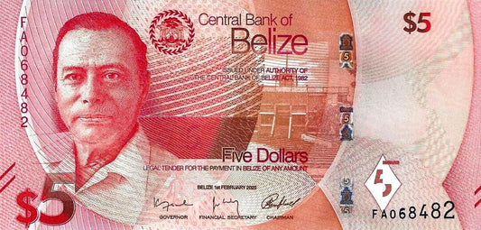 Belize - 5 Dolares 2025 (# 74)