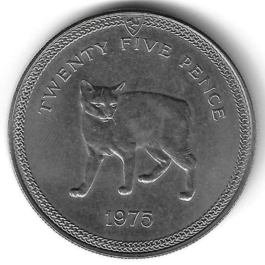 Ilha Man - 25 Pence 1975 (Km# 31) Gato Manx