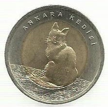 Turquia - 1 Lira 2015 (Km# Novo) Gato Angora