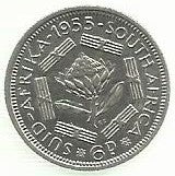 Africa Sul - 6 Pence 1955 (Km# 48)