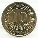Peru - 10 Soles Oro 1984 (Km# 287)