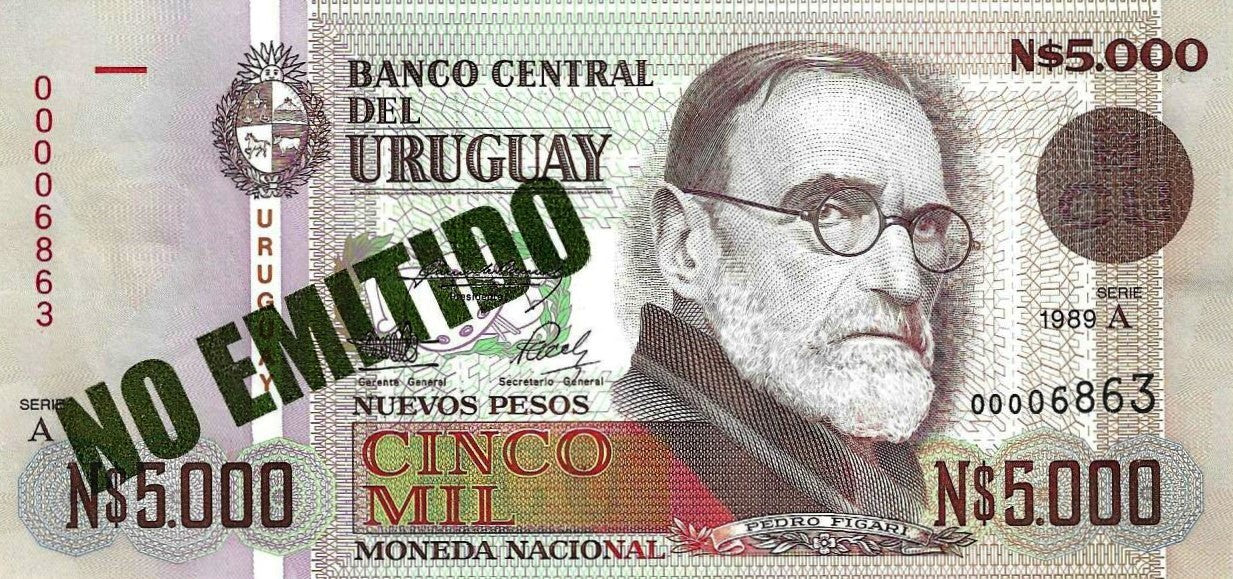 Uruguai - 5000 Novos Pesos 1989 (# 68a)