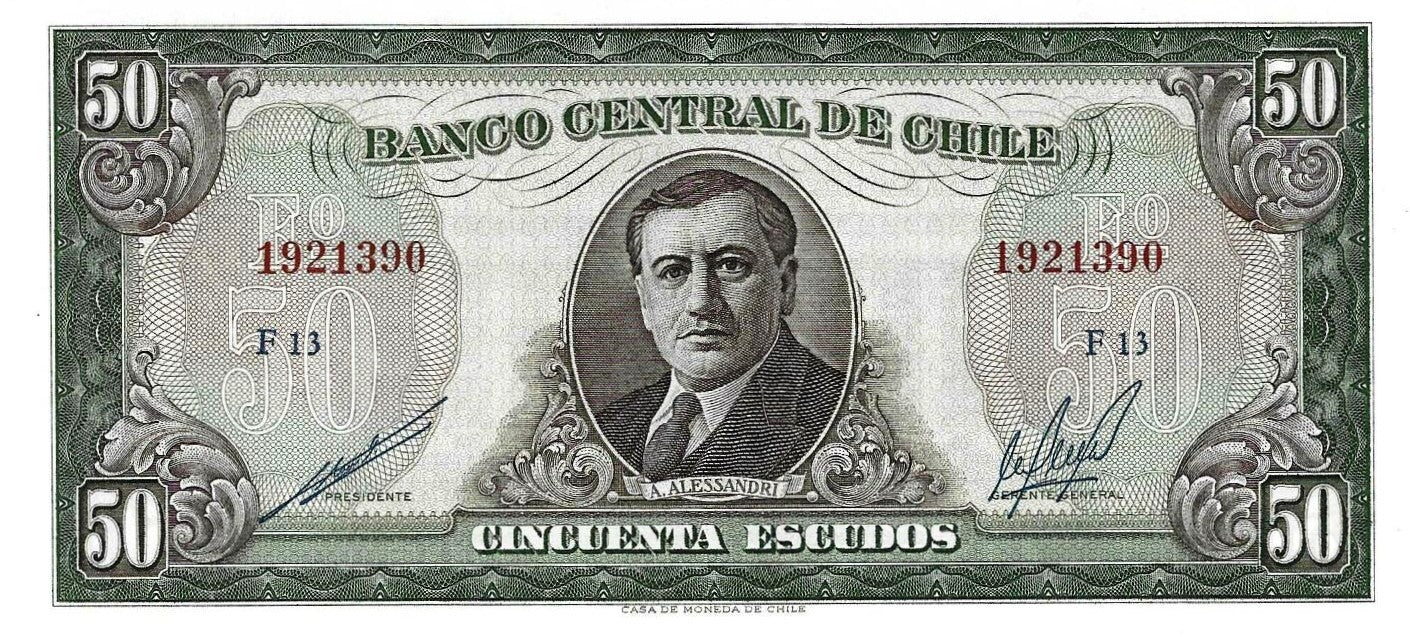 Chile - 50 Escudos 1967 (Pick# 140b)