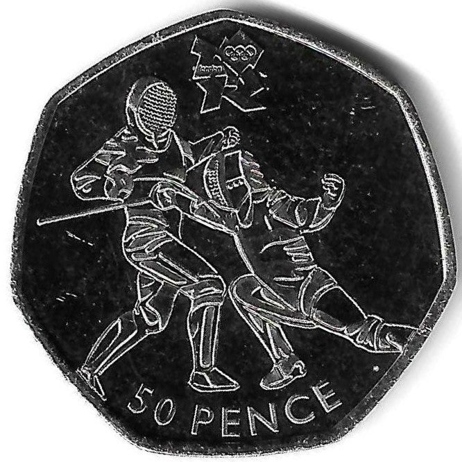 Inglaterra - 50 Pence 2011 (Km# 1191) Esgrima
