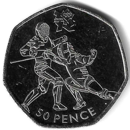 Inglaterra - 50 Pence 2011 (Km# 1191) Esgrima