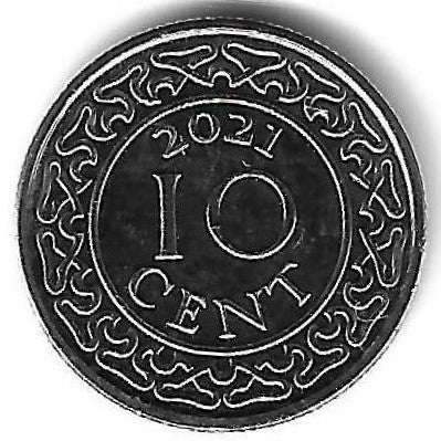 Suriname - 10 Centimos 2021 (Km# 13a)