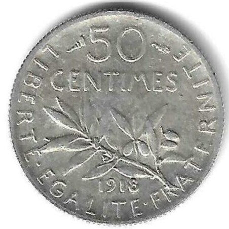 França - 50 Centimos 1918 (Km# 854)