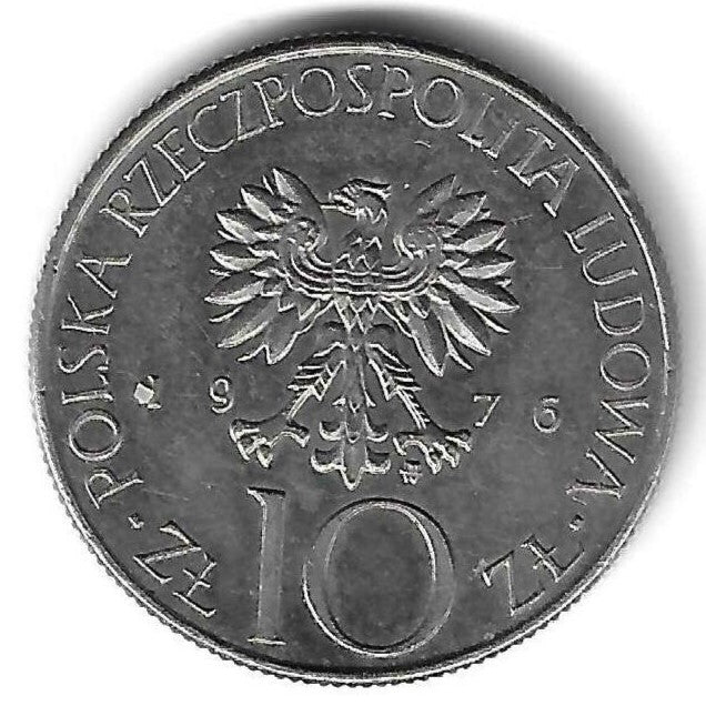 Polonia -  10 Zlotych 1975 (Km# 74) Adam Mickiewicz