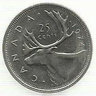 Canada - 25 Centimos 1974 (Km# 62b)