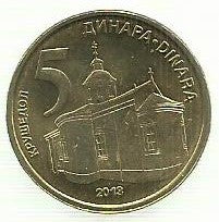 Serbia - 5 Dinara 2013 (Km# 56a)