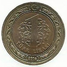 Turquia - 1 Lira 2016 (Km# 1244)