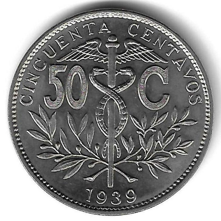 Bolivia - 50 Centavos 1939 (Km# 179)