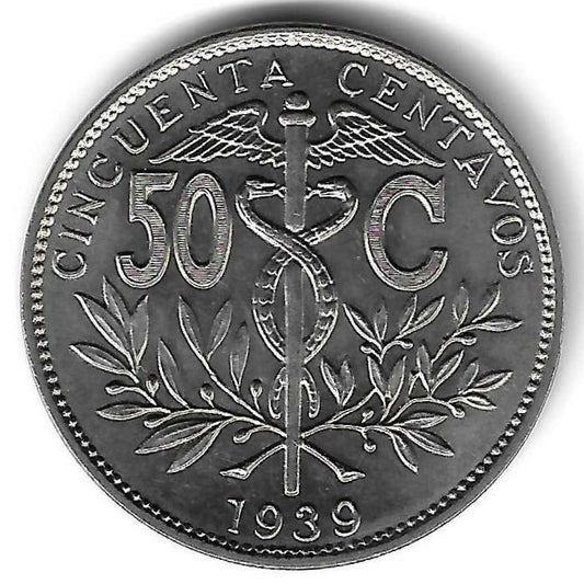 Bolivia - 50 Centavos 1939 (Km# 179)