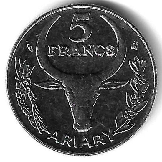 Madagascar - 5 Francos 1996 (Km# 21)