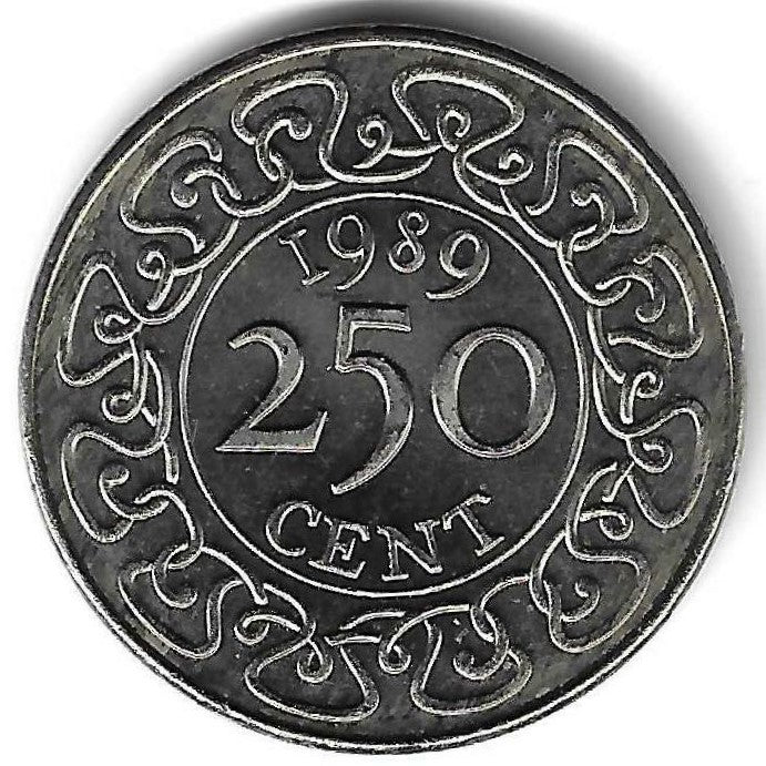 Suriname - 250 Centimos 1989 (Km# 6.1)