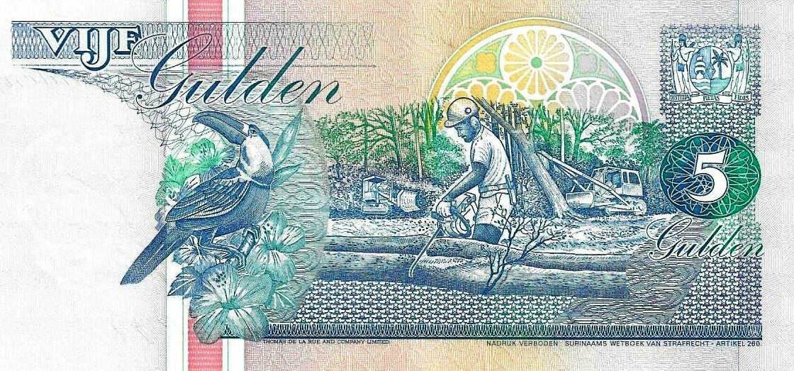 Suriname - 5 Gulden 1991 (# 136a)