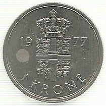 Dinamarca - 1 Krone 1977 (Km# 862.1)