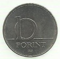 Hungria -10 Forint 2012 (Km# 848)
