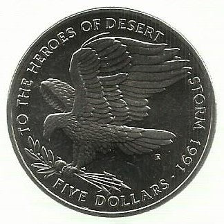 Ilhas Marshall - 5 Dolares 1988 (Km# 40) Deserto Storm