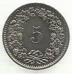 Suiça - 5 Rappen 1974 (Km# 26)