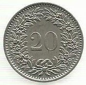 Suiça - 20 Rappen 1980 (Km# 29a)