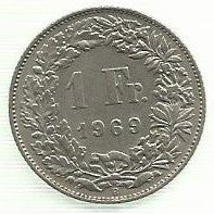 Suiça - 1 Franco 1969 (Km# 24a.1)