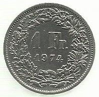 Suiça - 1 Franco 1974 (Km# 24a.1)