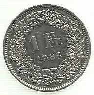 Suiça - 1 Franco 1986 (Km# 24a.1)