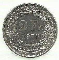 Suiça - 2 Francos 1975 (Km# 21a.1)