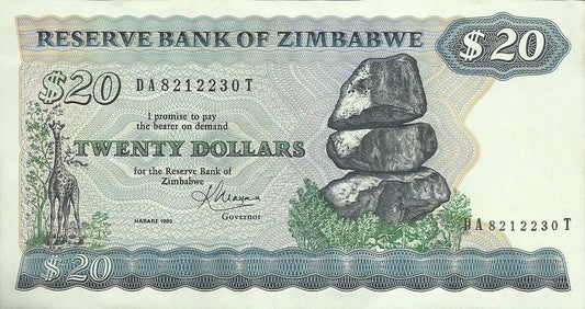 Zimbabwé - 20 Dolares 1983 (# 4c)