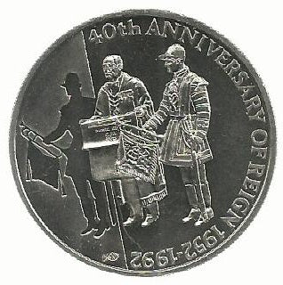 Falkland - 50 Pence 1992 (Km# 34) 40º Anivº Reino Elisabeth II