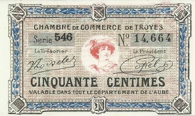 França - 50 Centimos ND (# ..) Chambre Commerce Troyes