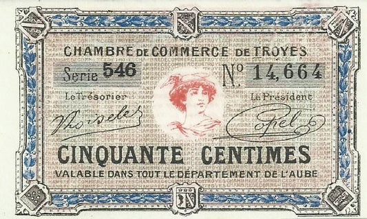 França - 50 Centimos ND (# ..) Chambre Commerce Troyes