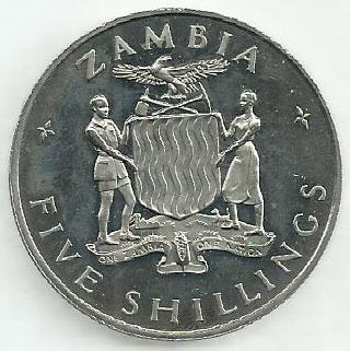 Zambia - 5 Shillings 1965 (Km# 4) Dia Independencia Zambia
