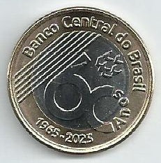 Brasil - 1 Real 2025 (Km# ..) 60º Anivº Banco Central