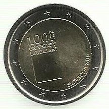 Eslovénia - 2 Euro 2019 (Km# 138) Universidade de Ljubljani