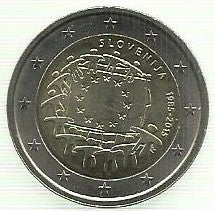Eslovénia - 2 Euro 2015 (Km# 121) 30 Anos Bandeira